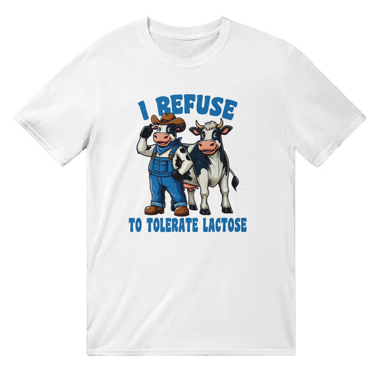 I Refuse To Tolerate Lactose TShirt Graphic Tee Australia Online White / S