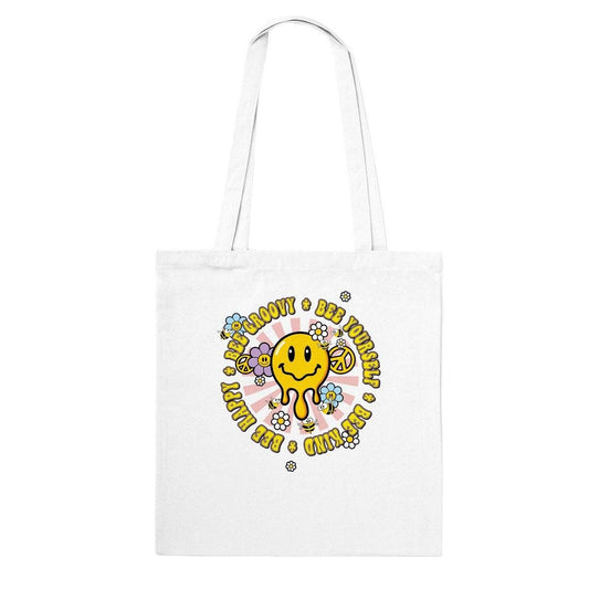 Bee Groovy - Bee Yourself - Bee Kind  - Classic Tote Bag Australia Online Color White