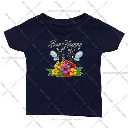 Bee Happy - Classic Baby Crewneck T-shirt Australia Online Color Navy / 6m