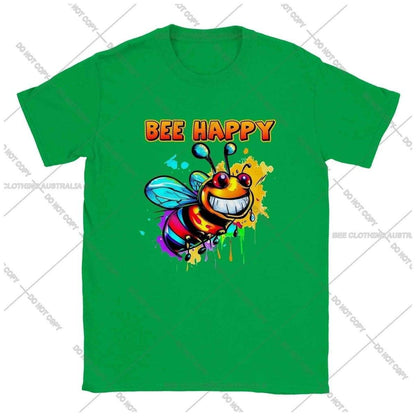 Bee Happy - Smiling Bee Kids T-shirt Kids T-Shirts Irish Green / XS BC Australia