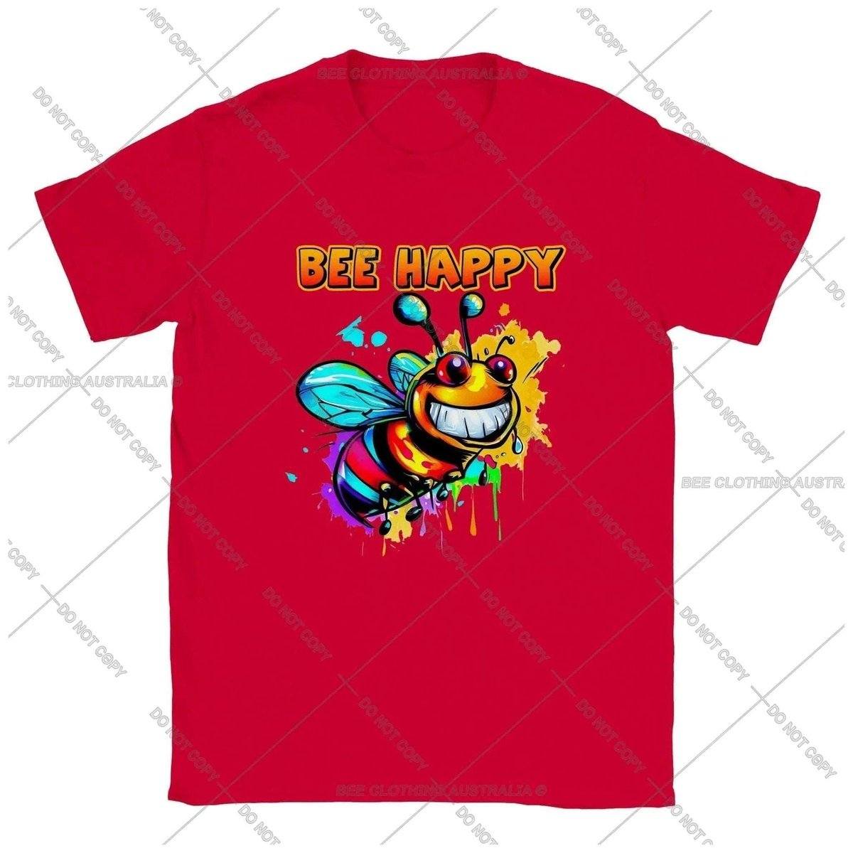 Bee Happy - Smiling Bee Kids T-shirt Australia Online Color Red / XS