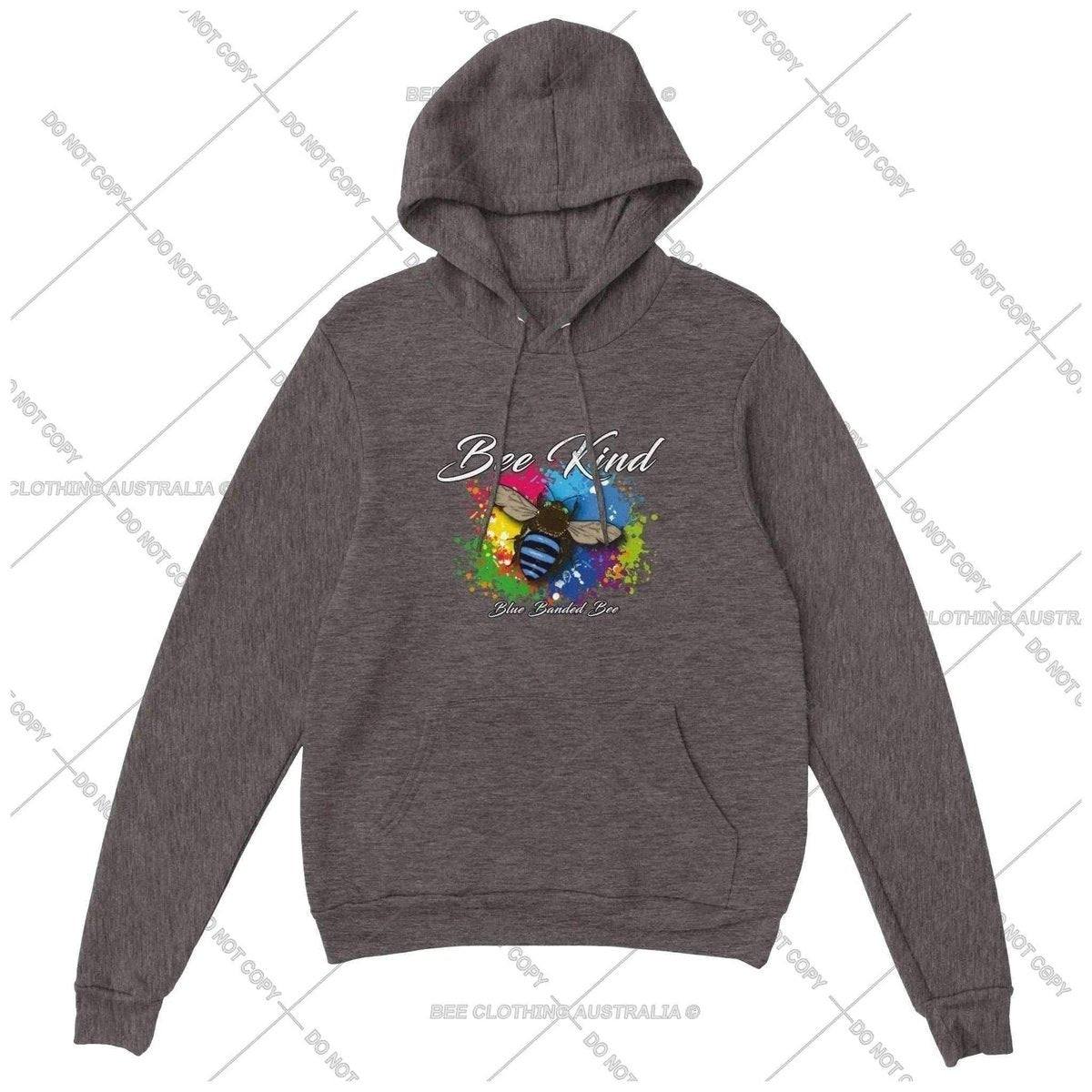 Bee Kind - Blue Banded Bee -  Native Bee Premium Unisex Pullover Hoodie Adults Pullover Hoodie Charcoal Heather / XS Bee Clothing Australia
