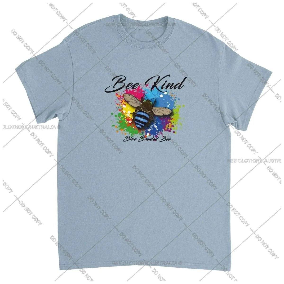 Bee Kind - Blue Banded Bee - Native Bee T-Shirt Unisex - Classic Unisex Crewneck T-shirt Australia Online Color Light Blue / S