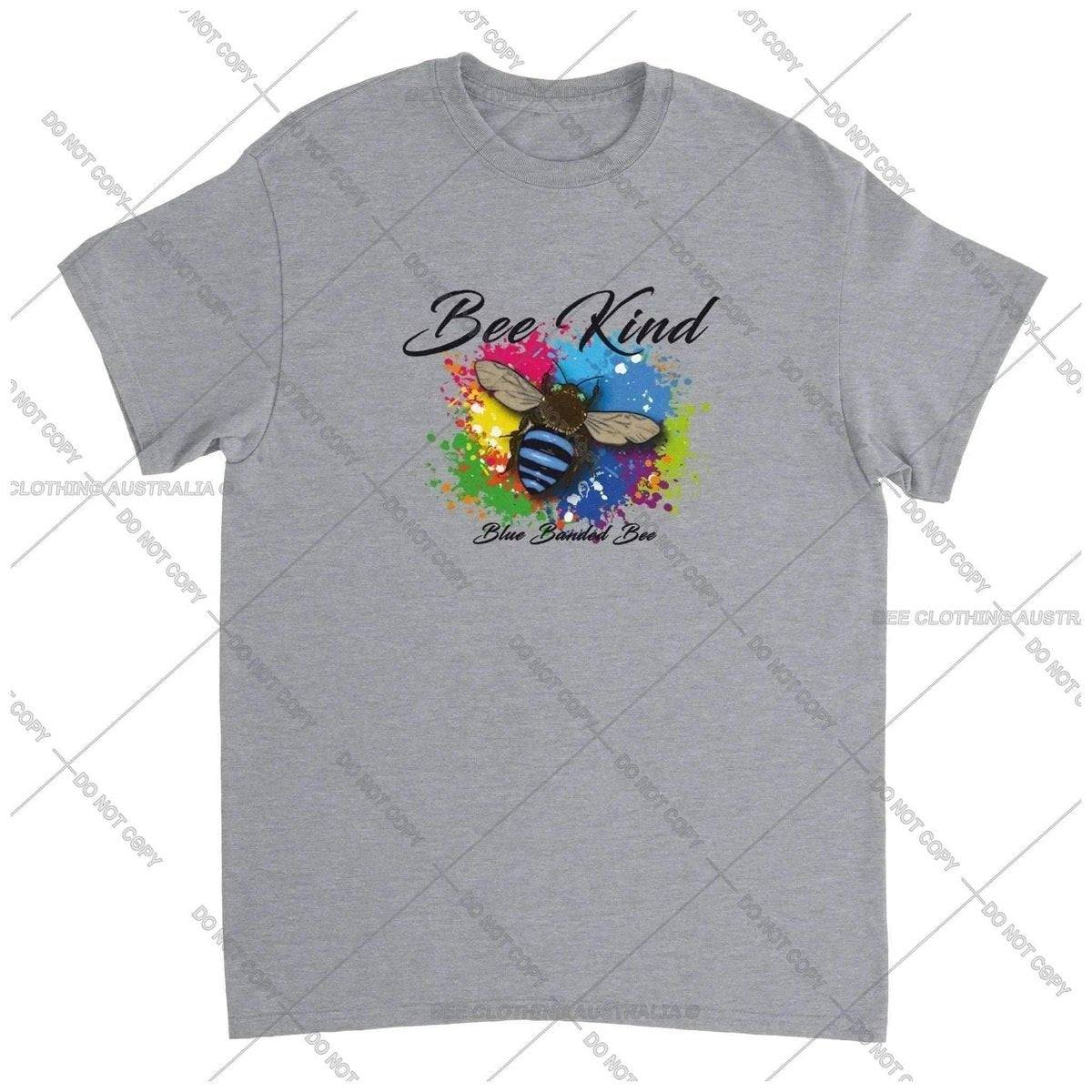 Bee Kind - Blue Banded Bee - Native Bee T-Shirt Unisex - Classic Unisex Crewneck T-shirt Australia Online Color Sports Grey / S