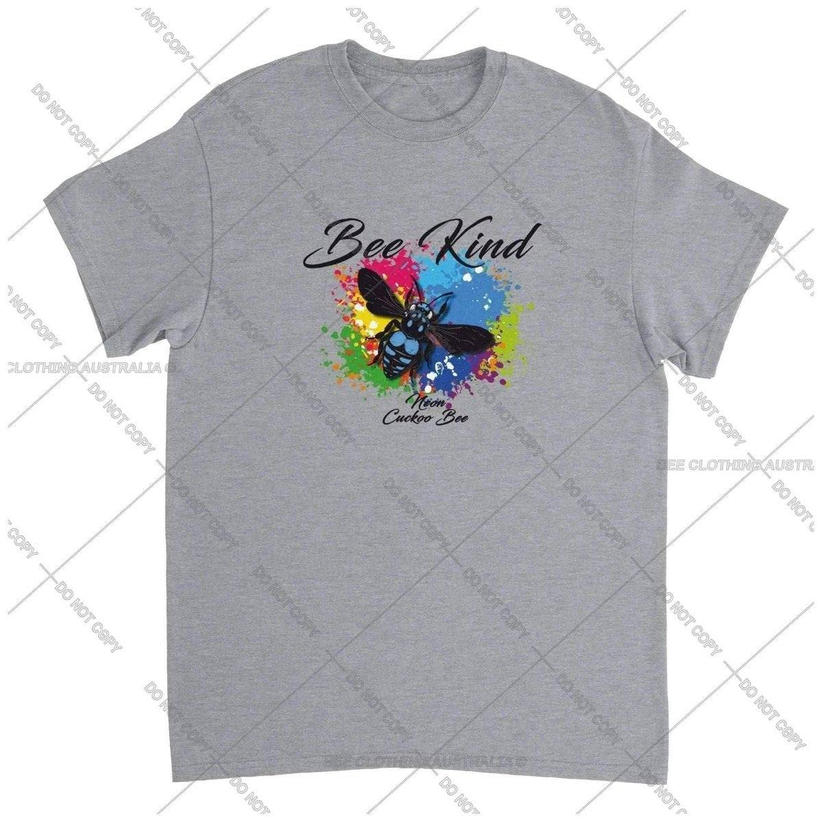 Bee Kind - Neon Cuckoo Bee - Native Bee T-Shirt Unisex - Classic Unisex Crewneck T-shirt Australia Online Color Sports Grey / S