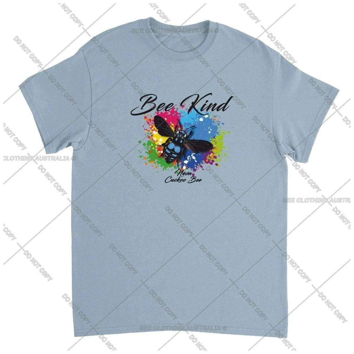 Bee Kind - Neon Cuckoo Bee - Native Bee T-Shirt Unisex - Classic Unisex Crewneck T-shirt Adults T-Shirts Unisex Light Blue / S Bee Clothing Australia