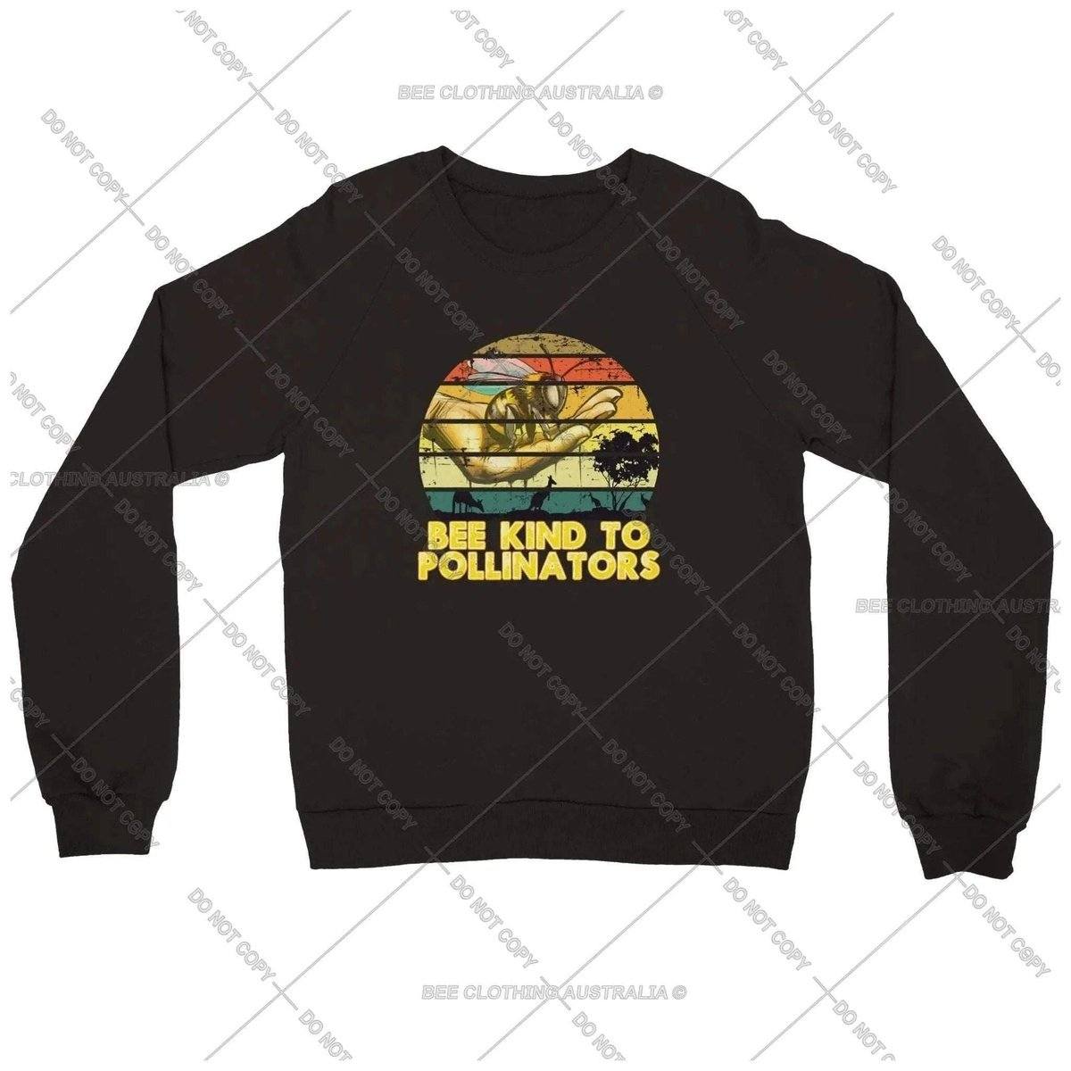 Bee Kind To Pollinators Jumper - Retro Vintage Sunset - Premium Unisex Crewneck Sweatshirt Australia Online Color