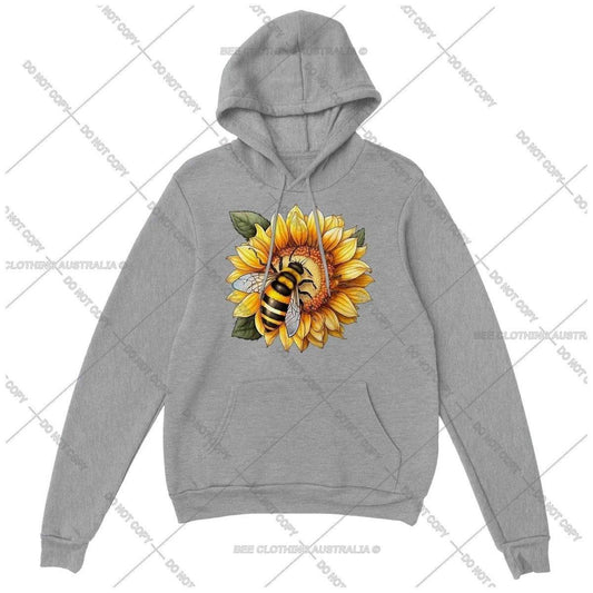 Bee on A sunflower Womens Hoodie - Womens Beekeeper Hoodie - Womens Pullover Hoodie Australia Online Color Sports Grey / S