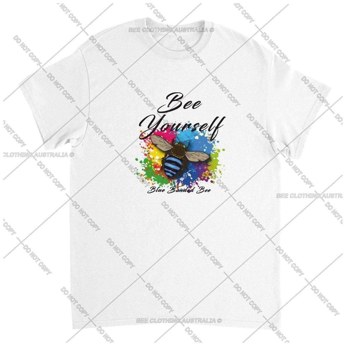 Bee Yourself - Blue Banded Bee - Native Bee T-Shirt Unisex Australia Online Color White / S