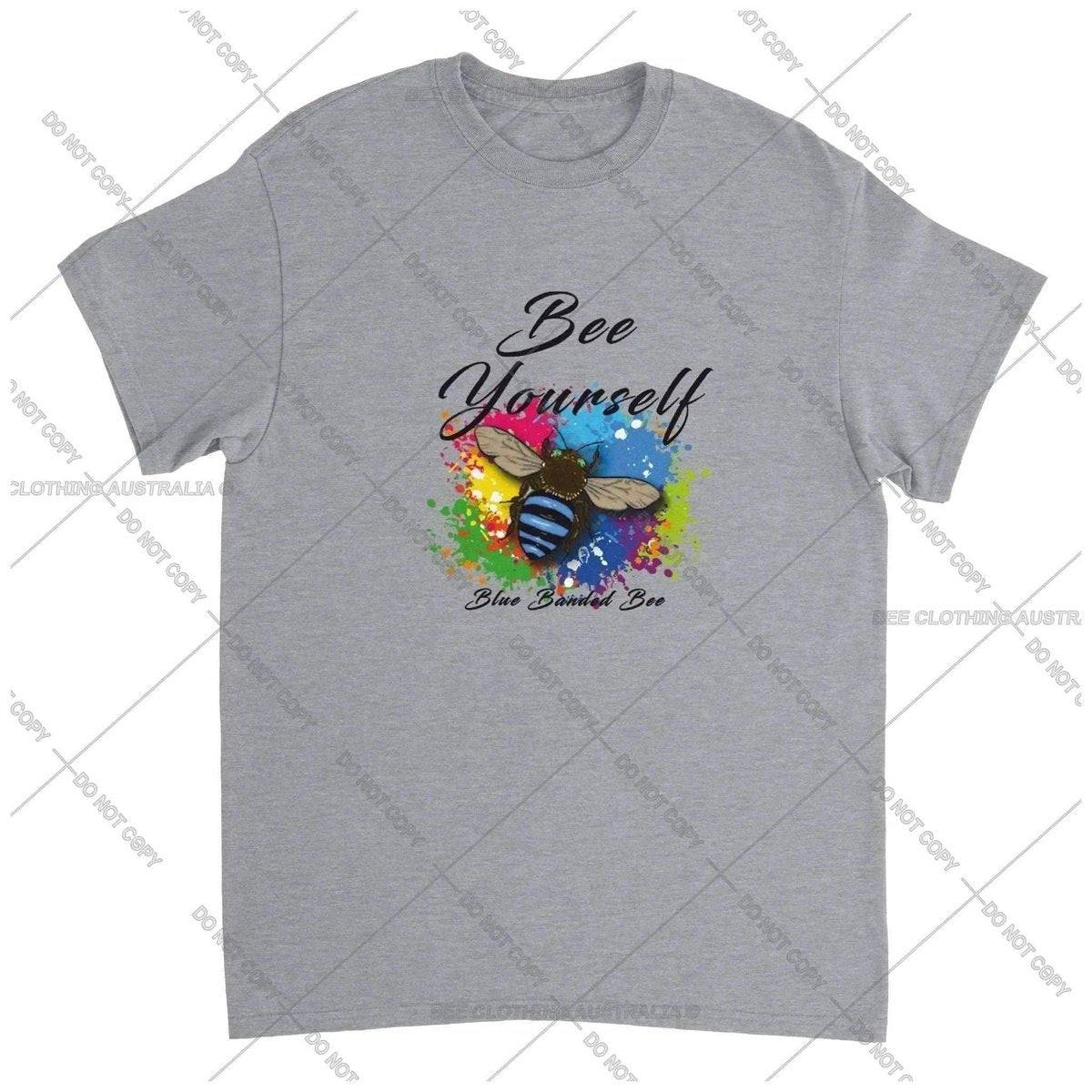 Bee Yourself - Blue Banded Bee - Native Bee T-Shirt Unisex Australia Online Color Sports Grey / S