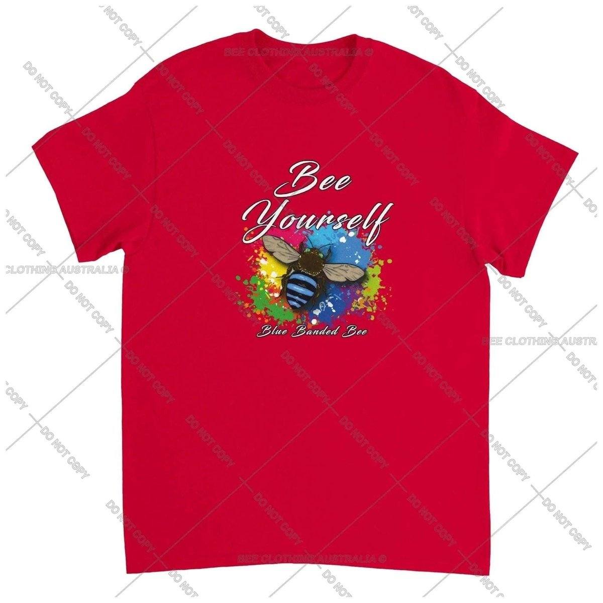 Bee Yourself - Blue Banded Bee - Native Bee T-Shirt Unisex Australia Online Color Red / S