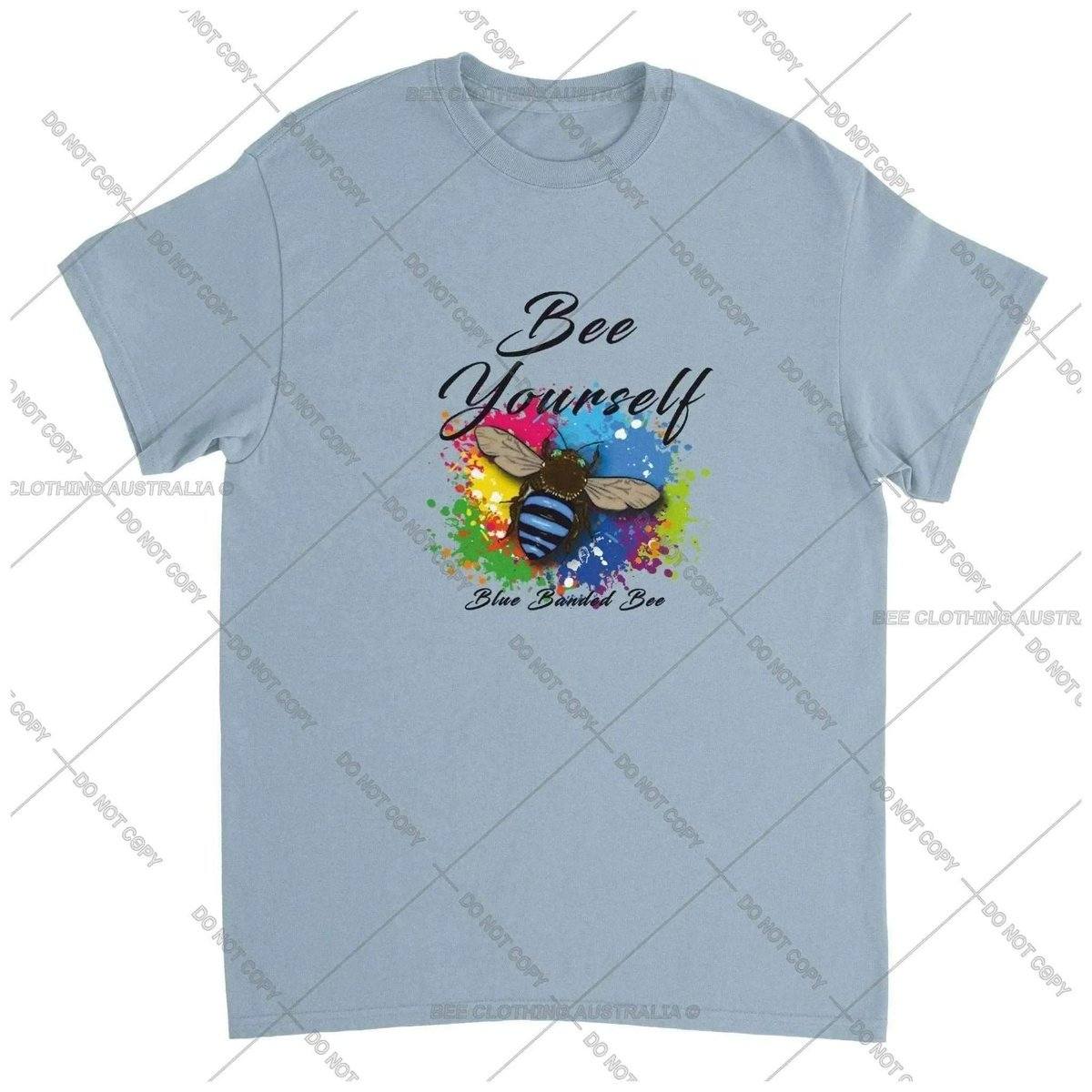 Bee Yourself - Blue Banded Bee - Native Bee T-Shirt Unisex Adults T-Shirts Unisex Light Blue / S Bee Clothing Australia
