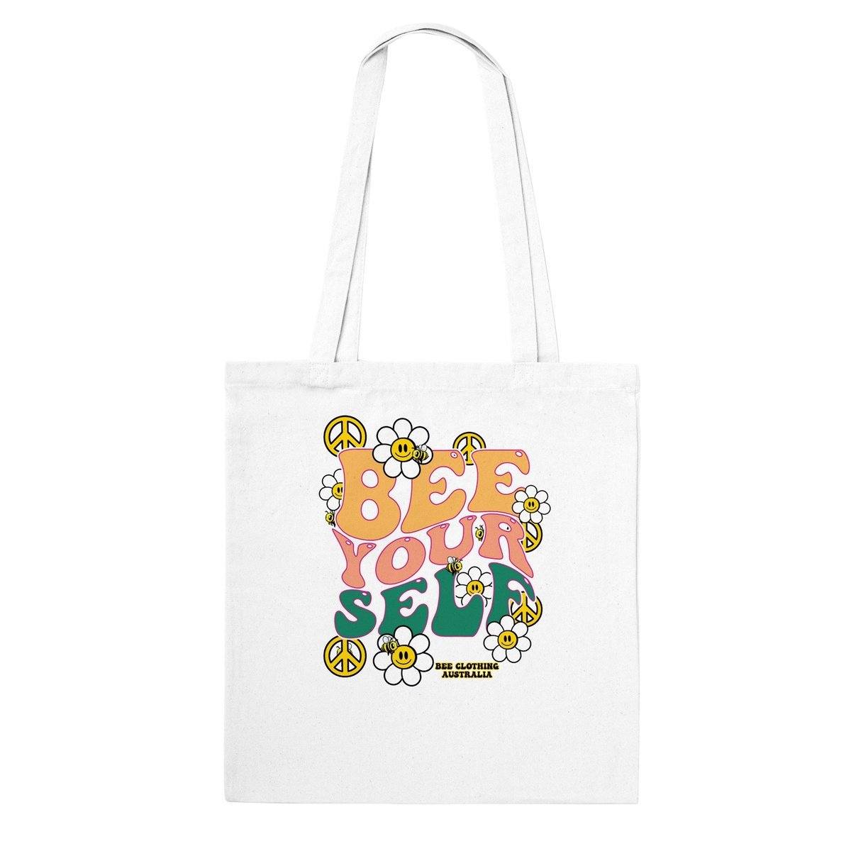 Bee Yourself groovy  - Classic Tote Bag Graphic Tee Australia Online White
