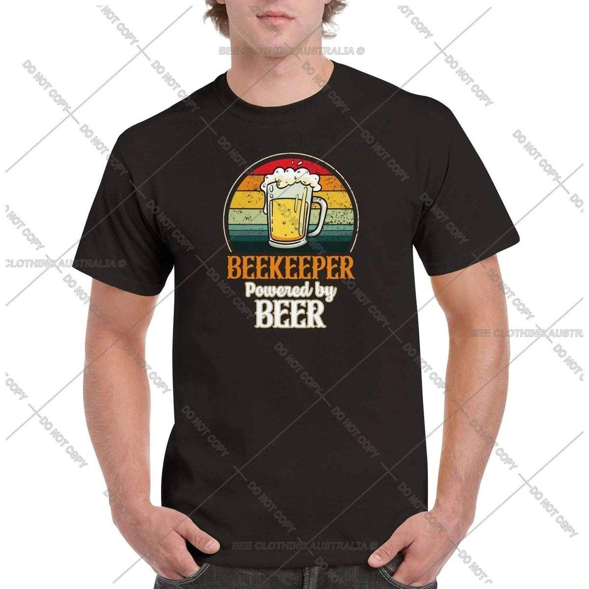 Beekeeper - Powered By Beer Tshirt - Retro Vintage Bee - Unisex Crewneck T-shirt Australia Online Color