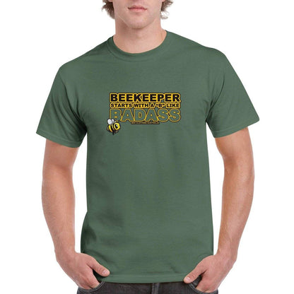 Beekeeper Starts With a B Like BADASS T-Shirt - Badass beekeeper Tshirt - Unisex Crewneck T-shirt Australia Online Color Military Green / S