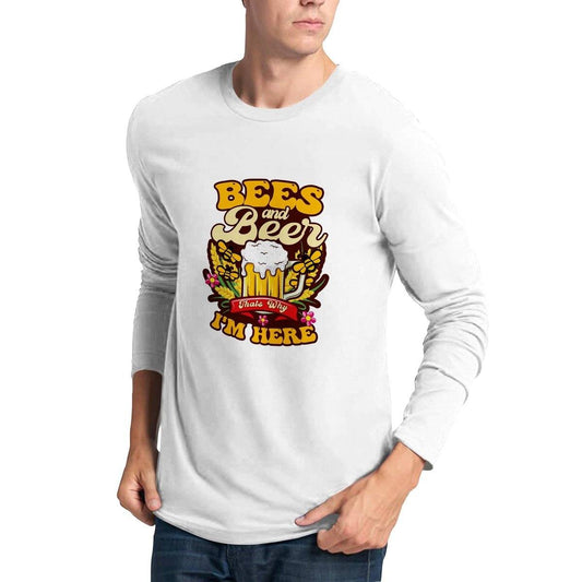 Bees And Beer That's Why Im Here Long sleeve T-shirt Australia Online Color White / S