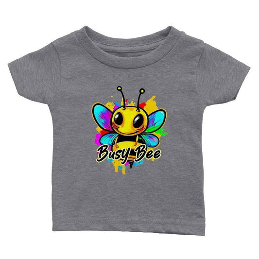 Busy Bee -  Baby Bee T-Shirt - Baby T-Shirts- Classic Baby Crewneck T-shirt Australia Online Color Heather Gray / 6m