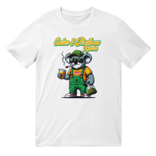 Calm And Mellow Koala T-Shirt Graphic Tee Australia Online White / S