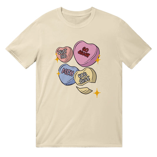 Candy Hearts T-Shirt Graphic Tee Australia Online Natural / S