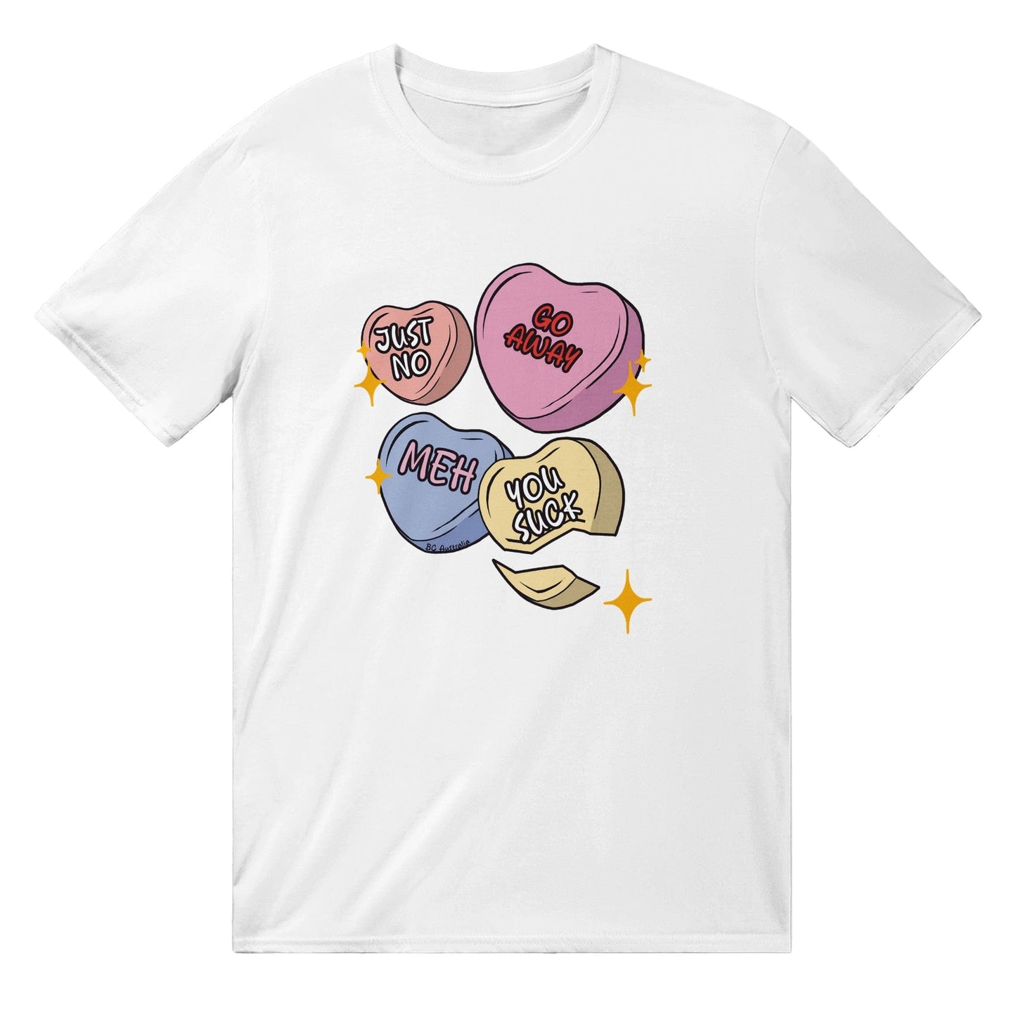 Candy Hearts T-Shirt Graphic Tee Australia Online White / S
