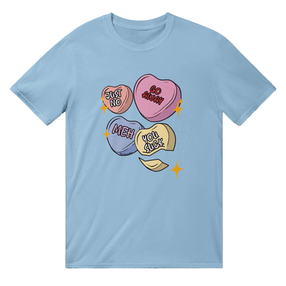Candy Hearts T-Shirt Graphic Tee Australia Online Light Blue / S