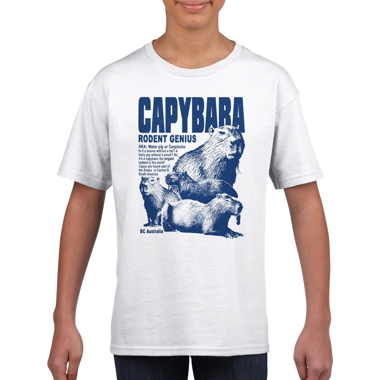 Capybara Rodent Genius Kids T-Shirt Graphic Tee Australia Online