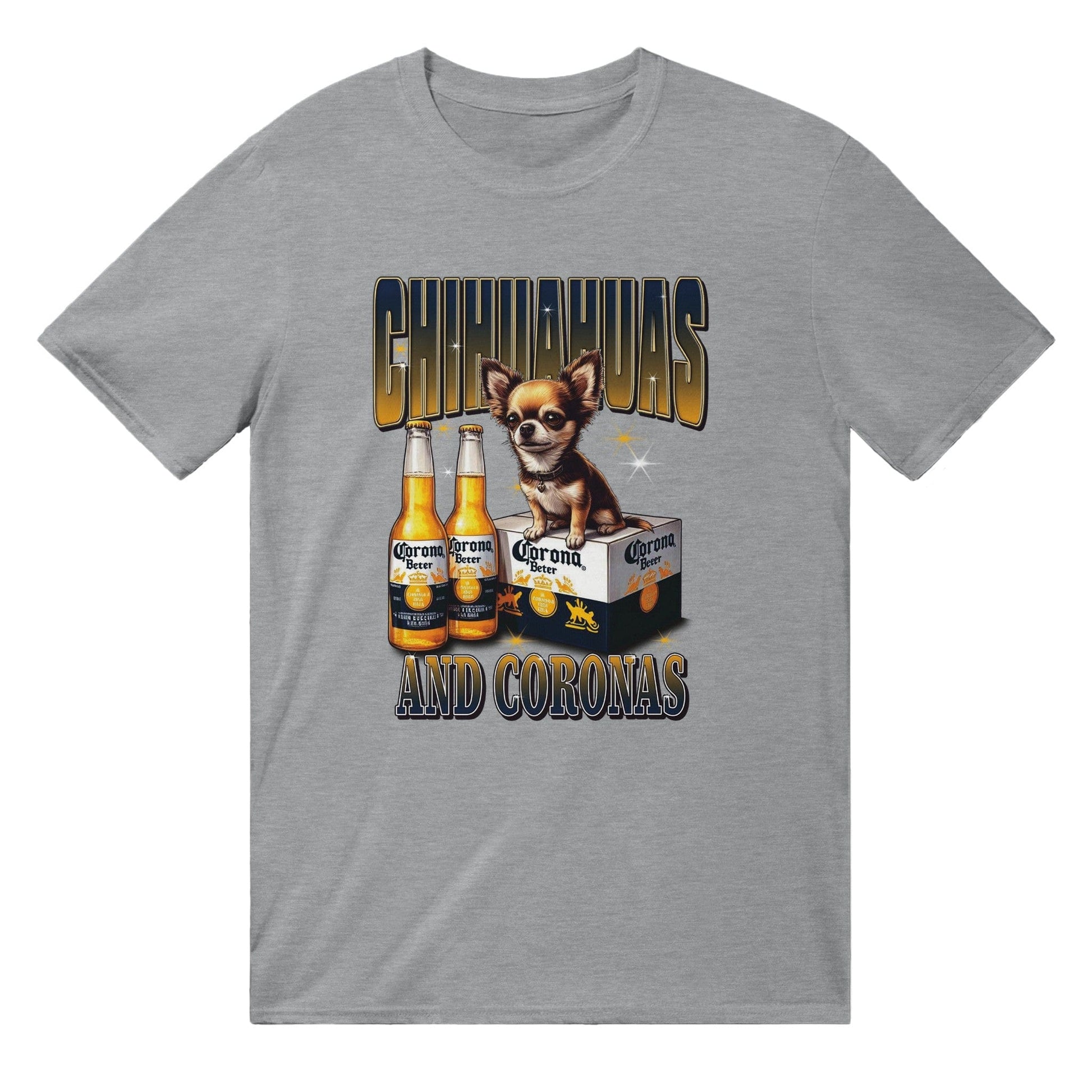 Chihuahuas And Coronas T-Shirt Graphic Tee Sports Grey / S BC Australia