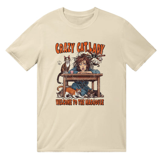 Crazy Cat Lady Madhouse T-Shirt Australia Online Color Natural / S
