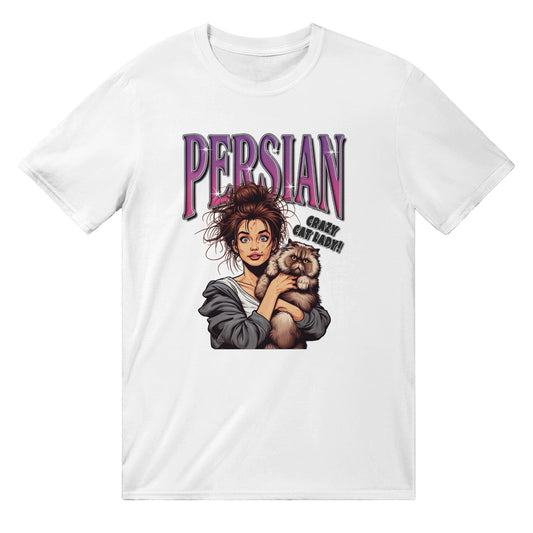 Crazy Cat Lady Persian T-Shirt Australia Online Color White / S