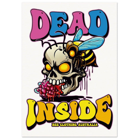 Dead Inside - Bee Cartoon - WALL ART PRINT Australia Online Color A4 21x29.7 cm / 8x12″