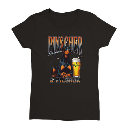 Doberman Pinscher And Pilsner T-shirt Australia Online Color Black / Womens / S