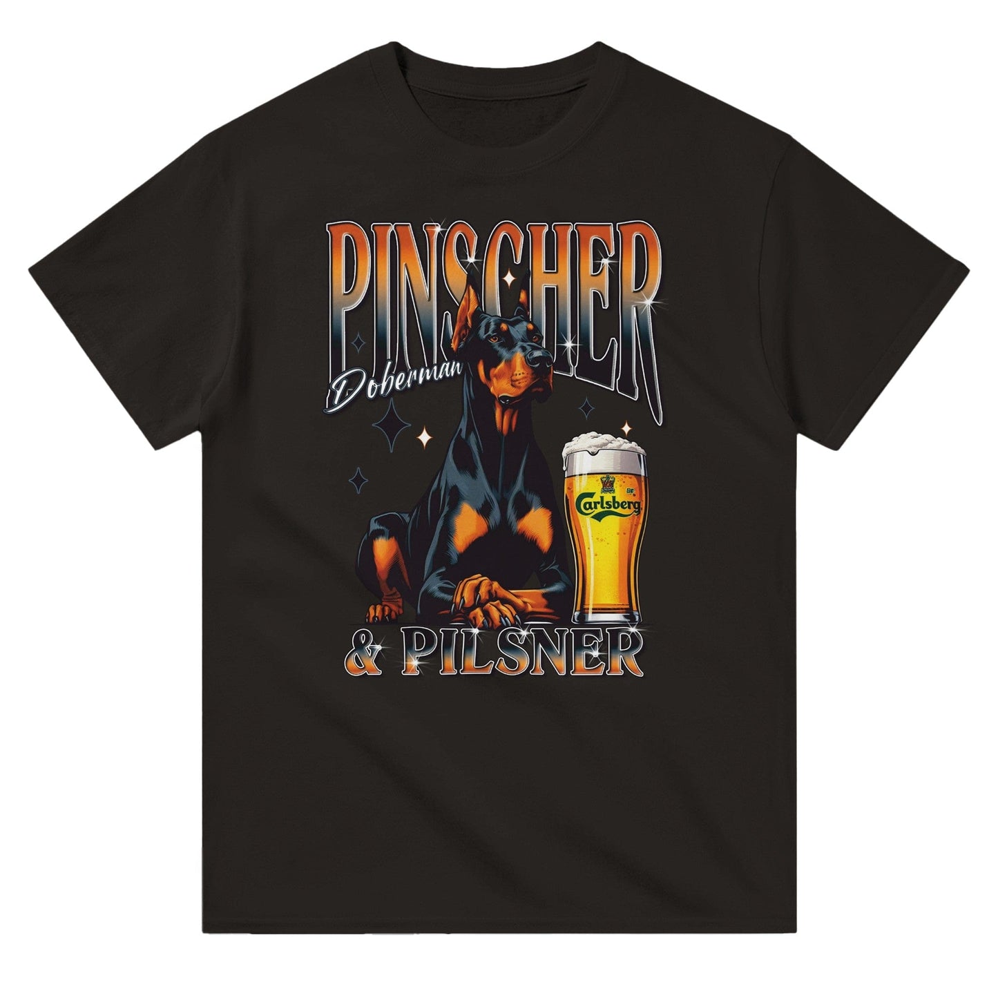 Doberman Pinscher And Pilsner T-shirt Australia Online Color Black / Mens / S