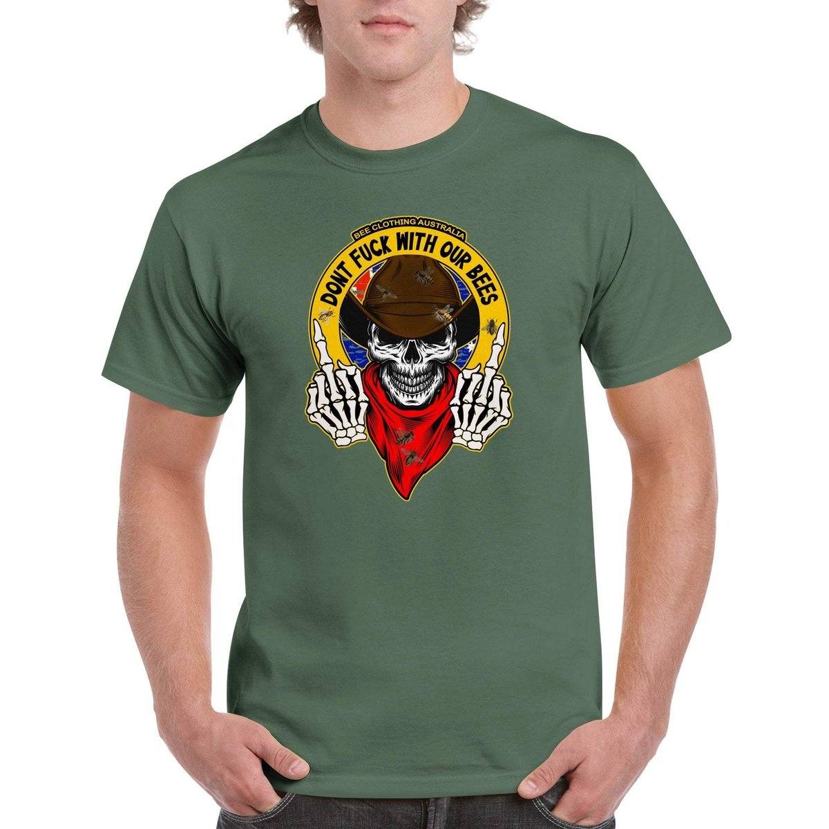 Dont Fuck With Our Bees T-Shirt - beekeeper Tshirt - Unisex Crewneck T-shirt Australia Online Color Military Green / S