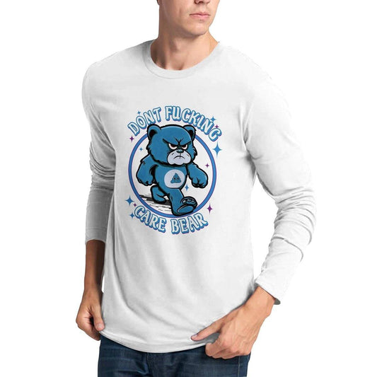 Dont Fucking Care Bear Long Sleeve T-Shirt Australia Online Color White / S