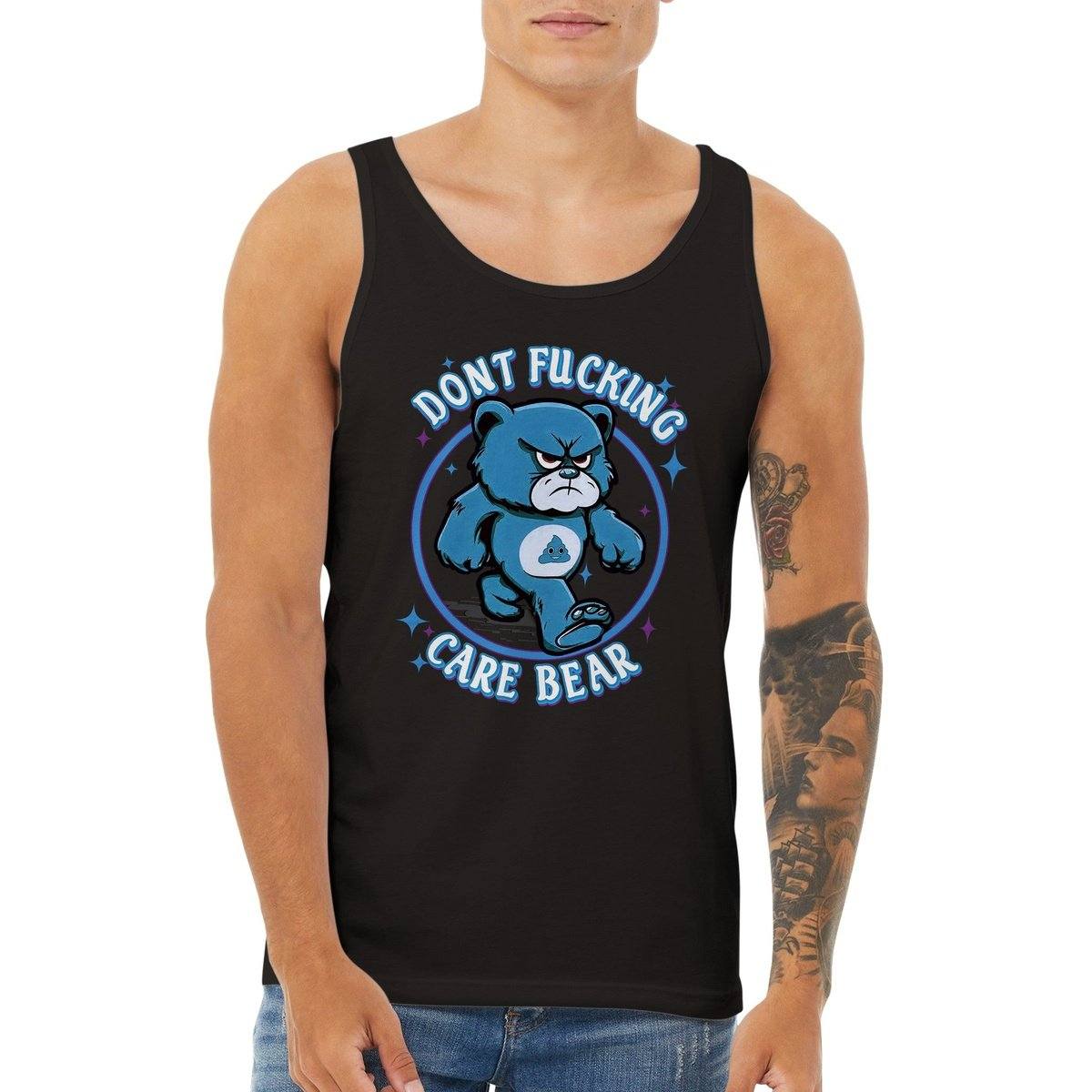Dont Fucking Care Bear Tank Top Australia Online Color Black / XS
