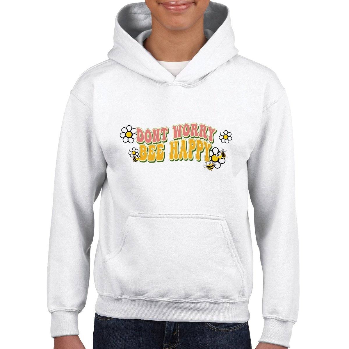 Dont Worry Bee Happy Kids Hoodie Australia Online Color White / XS