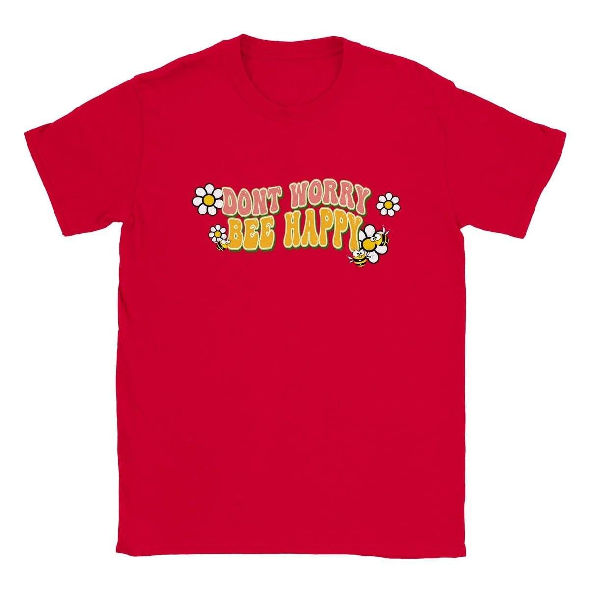 Dont Worry Bee Happy Kids T-shirt Kids T-Shirts Red / XS Bee Clothing Australia