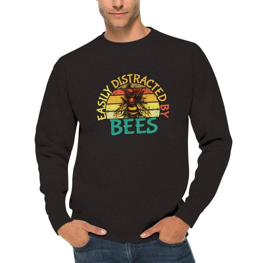 Easily Distracted By Bees Jumper - Retro Vintage Sunset - Premium Unisex Crewneck Sweatshirt Australia Online Color