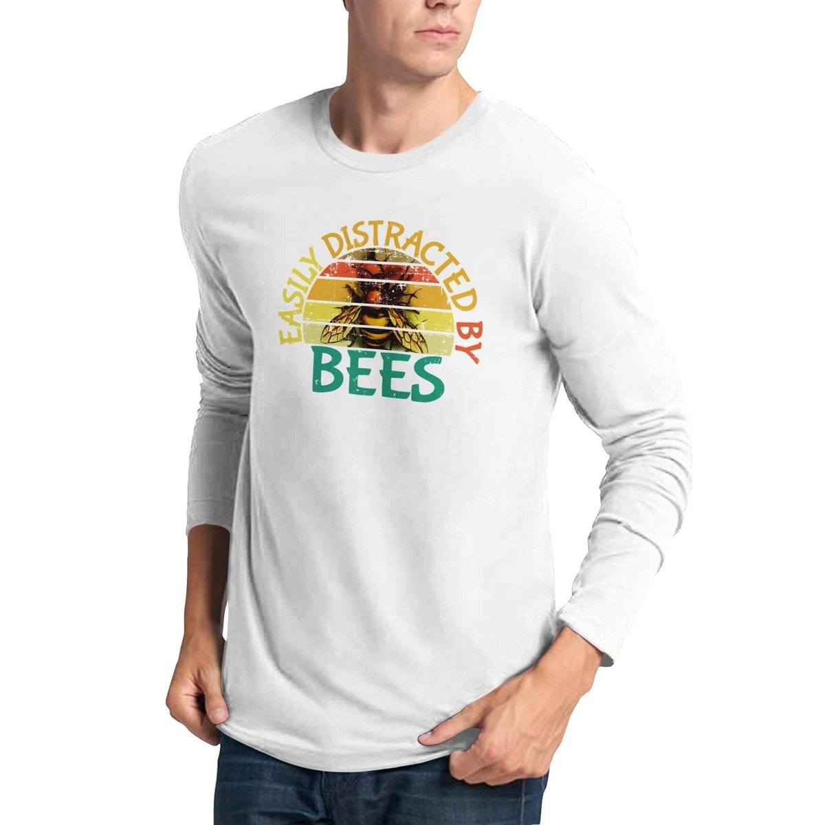 Easily Distracted By Bees Long sleeve T-shirt Australia Online Color White / S