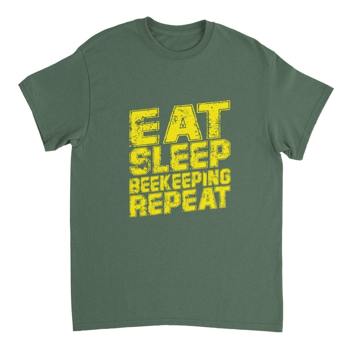 Eat Sleep Beekeeping Repeat - Unisex Crewneck T-shirt Australia Online Color Military Green / S