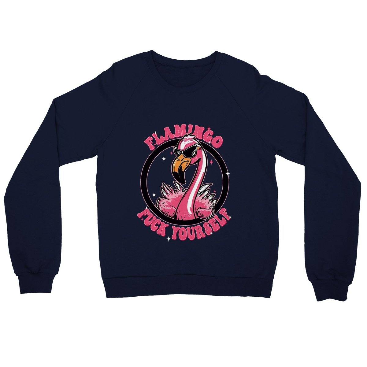 FLAMINGO FUCK YOURSELF Womens Jumper Womens Jumpers Navy / S Bee Clothing Australia