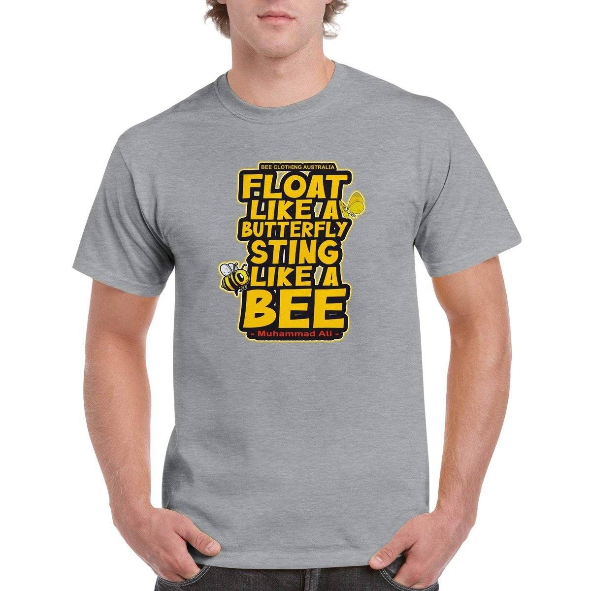 Float Like A butterfly Sting Like A Bee T-Shirt - Muhammad Ali - beekeeper Tshirt - Unisex Crewneck T-shirt Australia Online Color Sports Grey / S