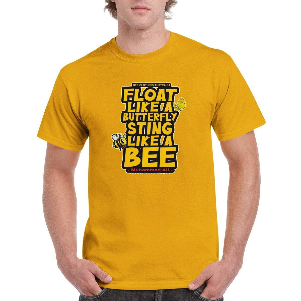 Float Like A butterfly Sting Like A Bee T-Shirt - Muhammad Ali - beekeeper Tshirt - Unisex Crewneck T-shirt Australia Online Color Gold / S