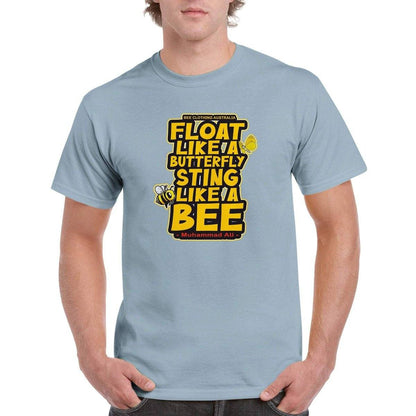 Float Like A butterfly Sting Like A Bee T-Shirt - Muhammad Ali - beekeeper Tshirt - Unisex Crewneck T-shirt Australia Online Color Light Blue / S