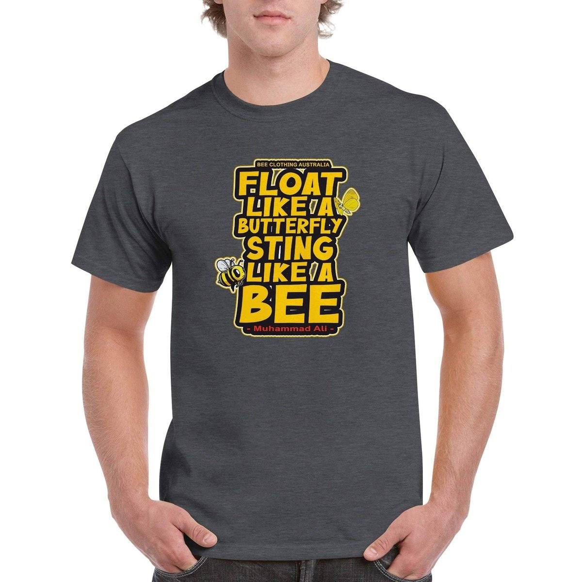 Float Like A butterfly Sting Like A Bee T-Shirt - Muhammad Ali - beekeeper Tshirt - Unisex Crewneck T-shirt Australia Online Color Dark Heather / S