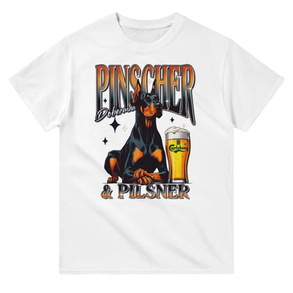 Doberman Pinscher And Pilsner T-shirt Graphic Tee White / Mens / S BC Australia