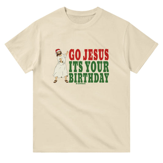 Go Jesus It's Your Birthday T-shirt Graphic Tee Natural / S BC Australia