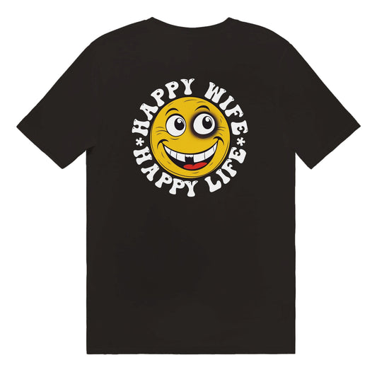 Happy Wife Happy Life T-Shirt Graphic Tee Australia Online Black / S
