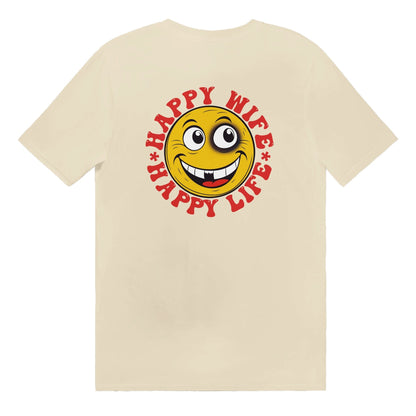Happy Wife Happy Life T-Shirt Graphic Tee Australia Online Natural / S