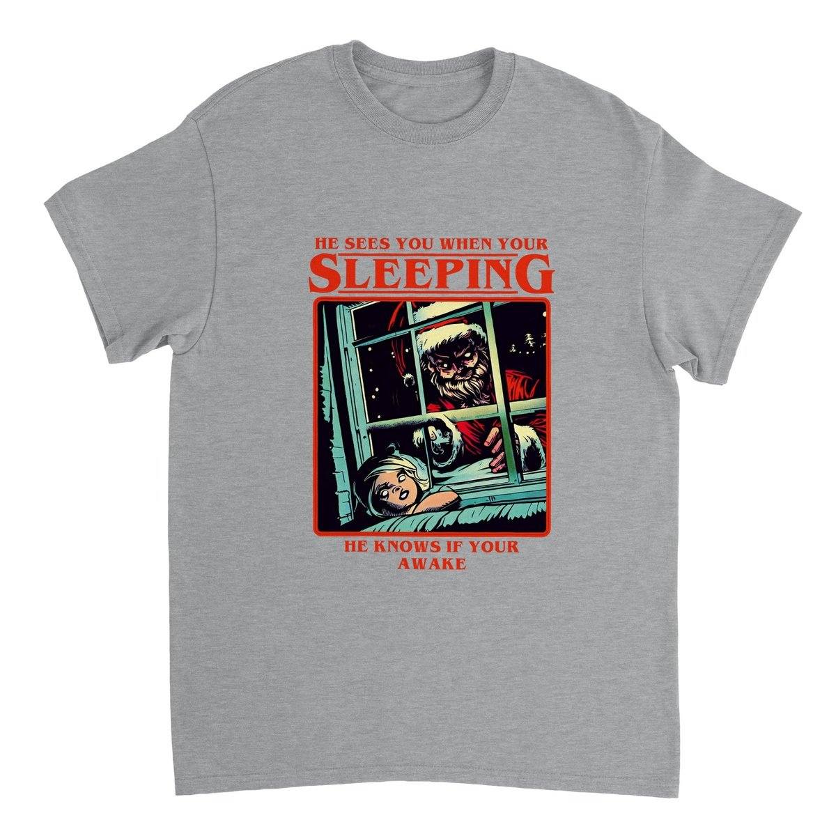 He Sees You When Your Sleeping T-Shirt Australia Online Color Sports Grey / S